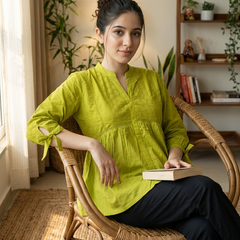 Ethnic Motifs Yoke Design Pure Cotton Short Kurti