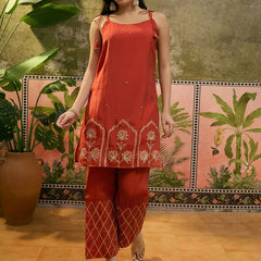Parrot Green Gota Work  Shoulder Straps Straight Kurta With Trouser Kurta Set