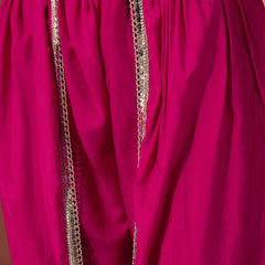 Floral Embroidered Regular Mirror Work Kaftan Kurta with Dhoti Pants
