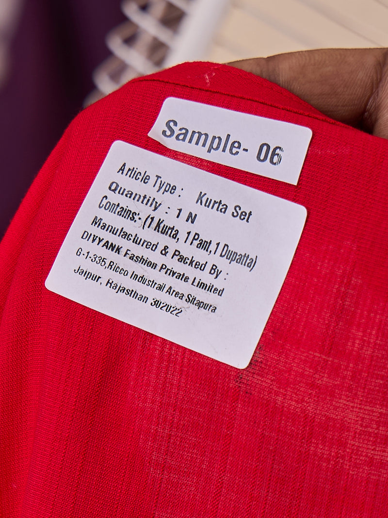 Red Embroidered Kurta Set with Pants and Dupatta