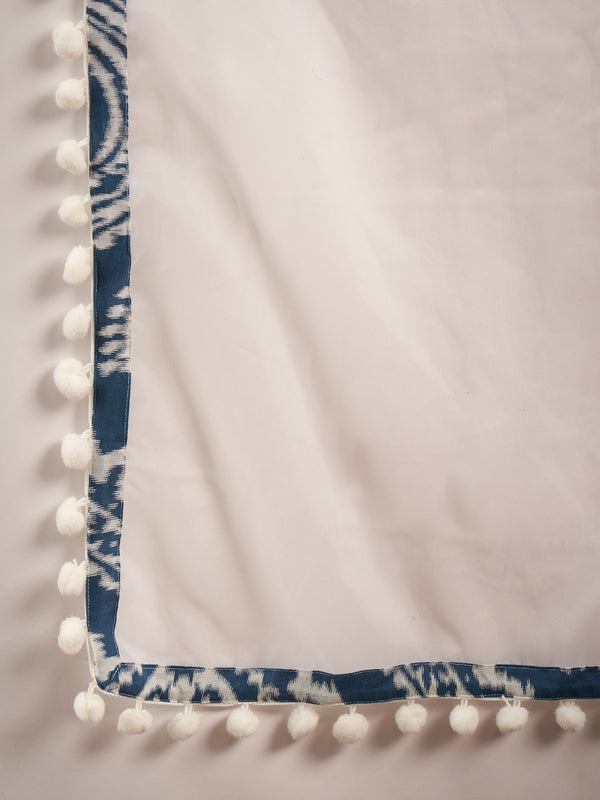 Ethnic Motifs Printed & Mirror Work Pure Cotton Kurta With Dhoti Pant & Dupatta Kurta Set