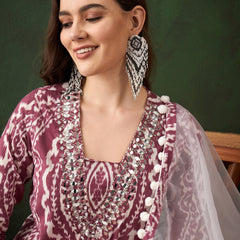 Ethnic Motifs Printed & Mirror Work Pure Cotton Kurta With Dhoti Pant & Dupatta Kurta Set