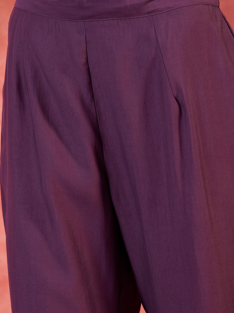 Floral Embroidered Straight Kaftan With Trouser Kurta Set