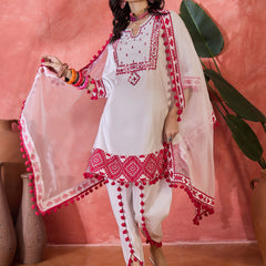 Floral Embroidered & Sequined A-Line Kurta With Dhoti Pant With Dupatta