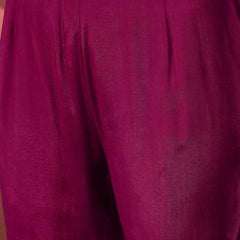 Floral Embroidered Notch Neck Kaftan Kurta With Trouser
