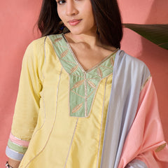 Floral Embroidered  Pure Cotton Anarkali Kurta With Trousers & Dupatta