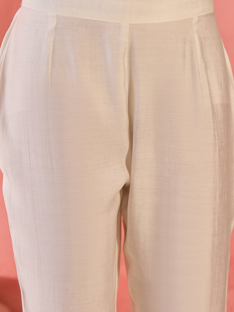 Embroidered Shirt Collar Roman Silk Tunic With Trouser Co-Ords