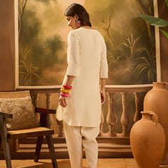 Embroidered V-Neck Pure Cotton Tunic With Dhoti Pant Co-Ords