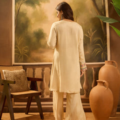 Embroidered Straight Kurta With Trouser & Bag