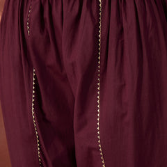 Floral Printed & Embroidered Kaftan With Trousers