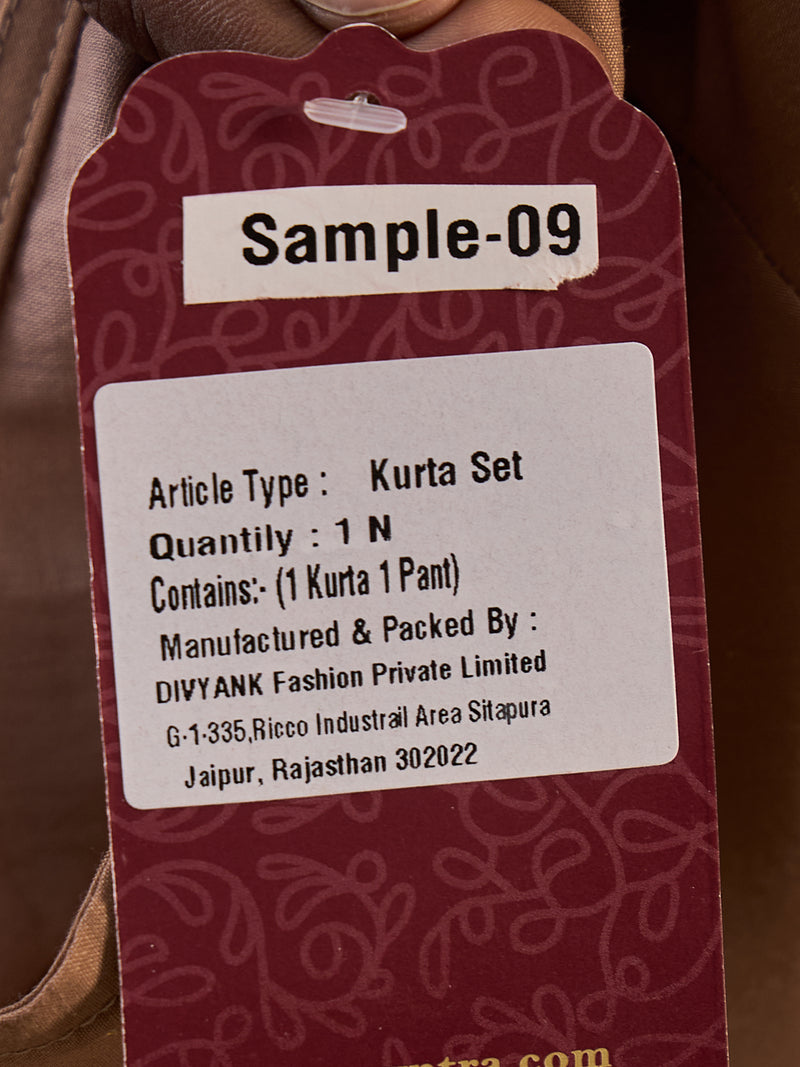 Brown Hand-Embroidered Straight Kurta Set