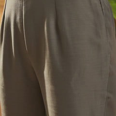 Grey Hand-Embroidered Straight Kurta Set
