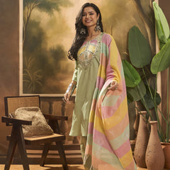 Embroidered Kurta & Trouser With Dupatta