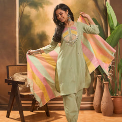 Embroidered Kurta & Trouser With Dupatta