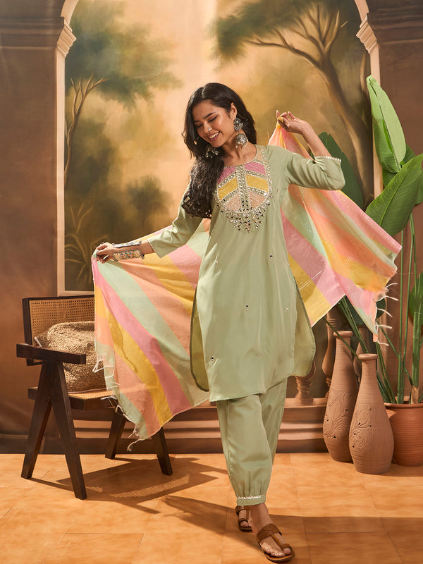 Embroidered Kurta & Trouser With Dupatta