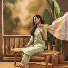 Embroidered Kurta & Trouser With Dupatta
