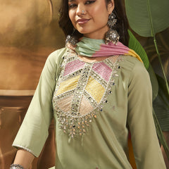 Embroidered Kurta & Trouser With Dupatta