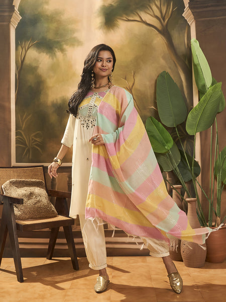 Embroidered Kurta & Trouser With Dupatta