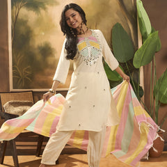 Embroidered Kurta & Trouser With Dupatta