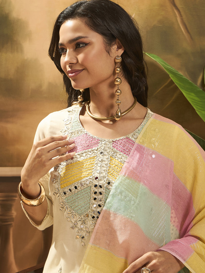 Embroidered Kurta & Trouser With Dupatta