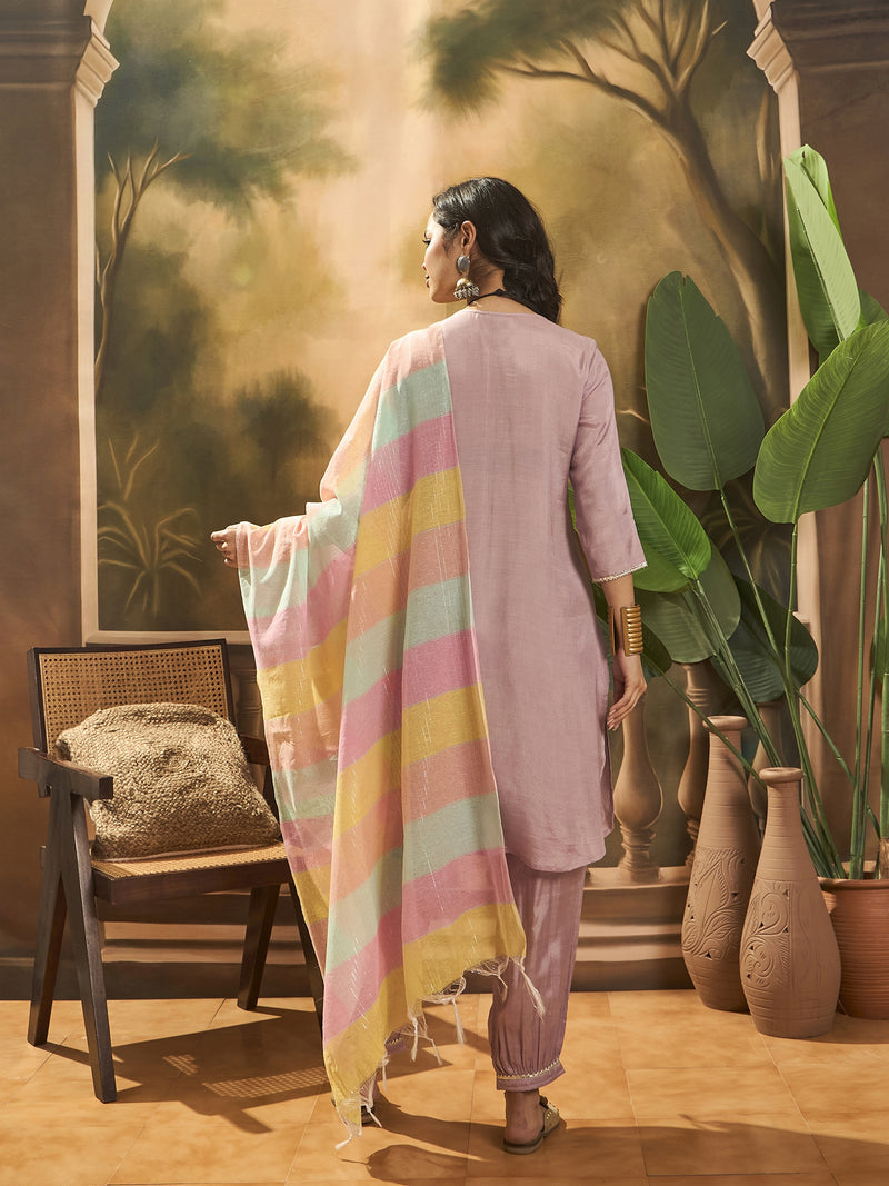 Embroidered Kurta & Trouser With Dupatta