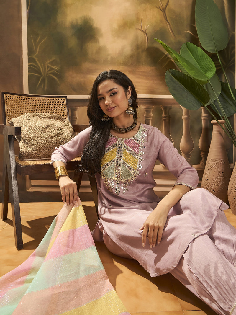 Embroidered Kurta & Trouser With Dupatta