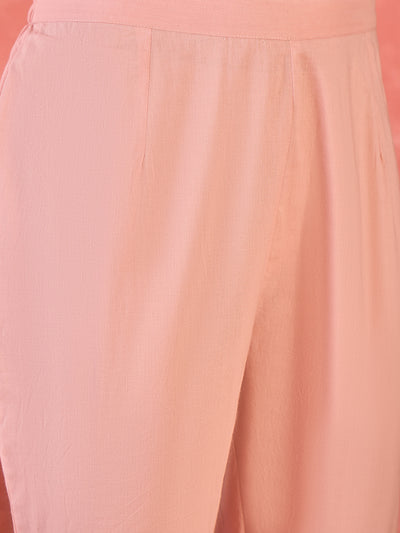 Pure Cotton Solid Straight Kurta With Trousers