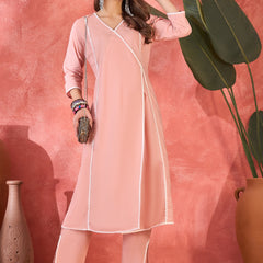 Pure Cotton Solid Straight Kurta With Trousers