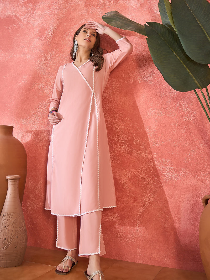 Pure Cotton Solid Straight Kurta With Trousers