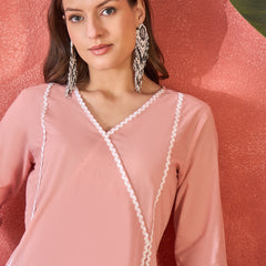 Pure Cotton Solid Straight Kurta With Trousers