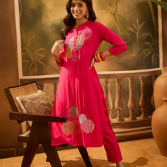 Geometric Embroidered Kurta Set
