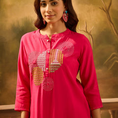 Geometric Embroidered Kurta Set