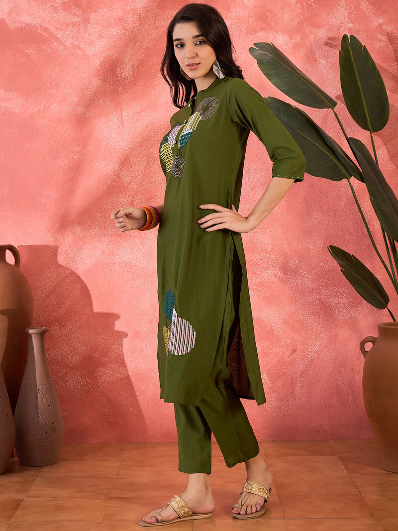 Geometric Embroidered Kurta Set