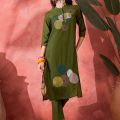 Geometric Embroidered Kurta Set