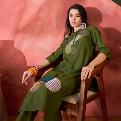Geometric Embroidered Kurta Set