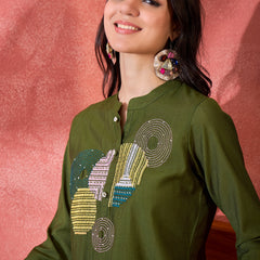 Geometric Embroidered Kurta Set