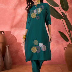 Geometric Embroidered Kurta Set