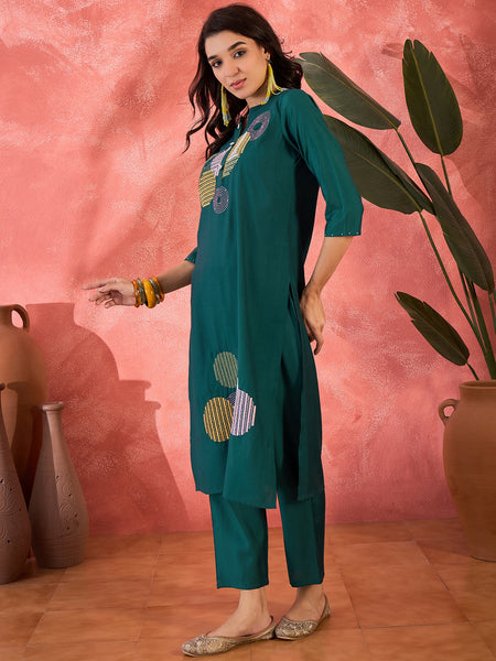 Geometric Embroidered Kurta Set