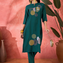 Geometric Embroidered Kurta Set