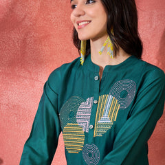 Geometric Embroidered Kurta Set