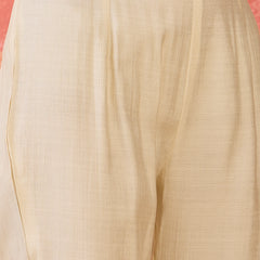 Off-White Floral Embroidered Kurta With Trousers & Dupatta
