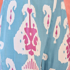 Sky Blue Floral Printed  A-Line Kurta With Trouser Kurta Set