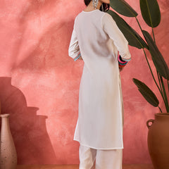 Floral Embroidered Straight Kurta With Trouser Kurta Set
