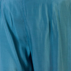 Teal Biue Floral Embroidered Straight Kurta With Trouser Kurta Set