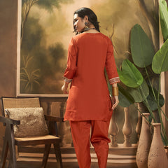 Floral Embroidered & Sequinned Tunic With Dhoti Pant