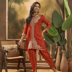 Floral Embroidered & Sequinned Tunic With Dhoti Pant