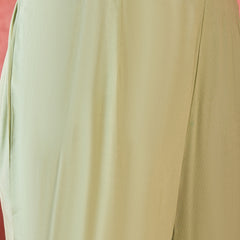Green Floral Printed Kaftan Kurta Set with Mirror Work