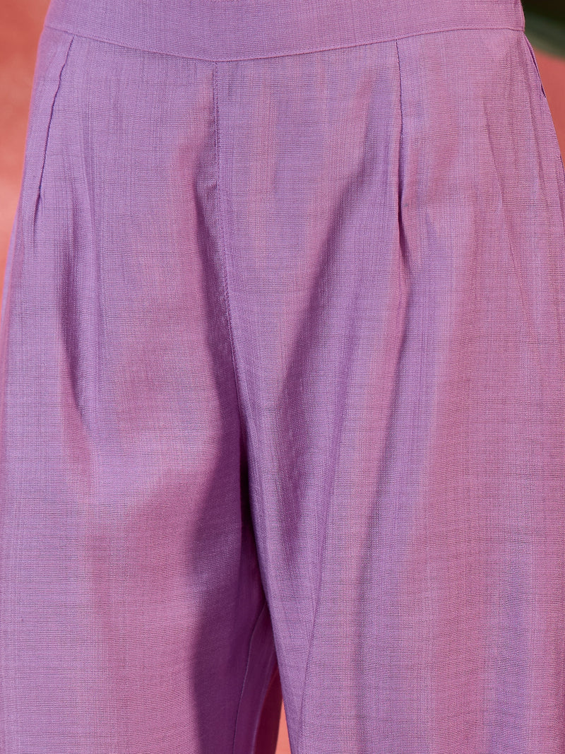 Floral Embroidered Straight Kurta With Palazzo Kurta Set