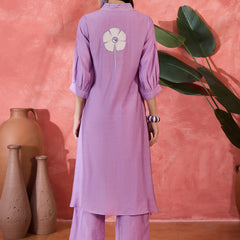 Floral Embroidered Straight Kurta With Palazzo Kurta Set