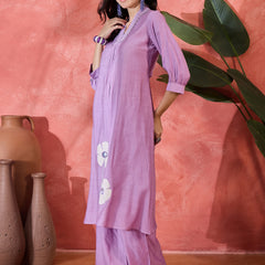 Floral Embroidered Straight Kurta With Palazzo Kurta Set